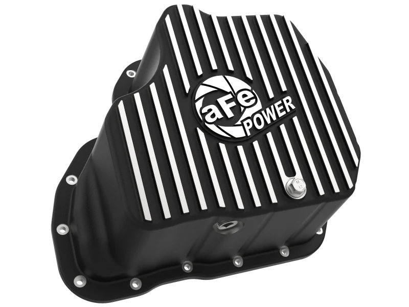 aFe 011-16 GM Diesel Trucks V8-6.6L LML Engine Oil Pan Black POWER Pro Series w/ Machined Fins - Image 2