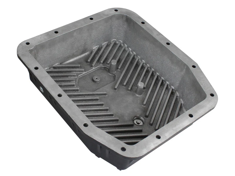 aFe POWER Transmission Pan Ford Trucks 80-92 (AOD Transmission)- Black w/ Machined Fins - Image 9