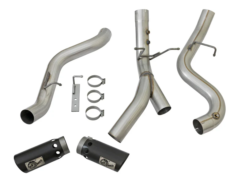 aFe ATLAS 4in DPF-Back Alum Steel Exhaust System w/Dual Exit Black Tip 2017 GM Duramax 6.6L (td) - Image 5