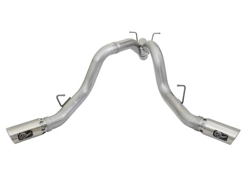 aFe ATLAS 4in DPF-Back Alum Steel Exhaust System w/Dual Exit Polished Tip 2017 GM Duramax 6.6L (td) - Image 4