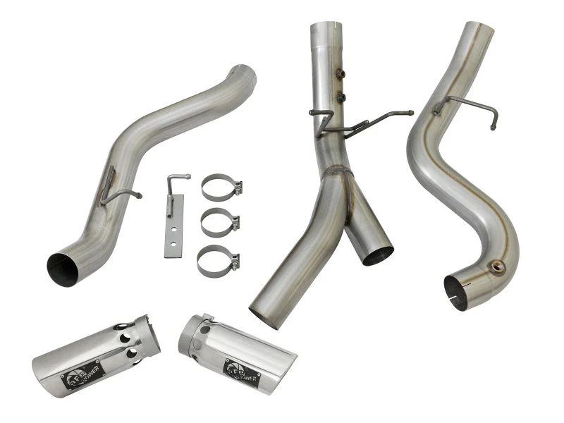 aFe ATLAS 4in DPF-Back Alum Steel Exhaust System w/Dual Exit Polished Tip 2017 GM Duramax 6.6L (td) - Image 6
