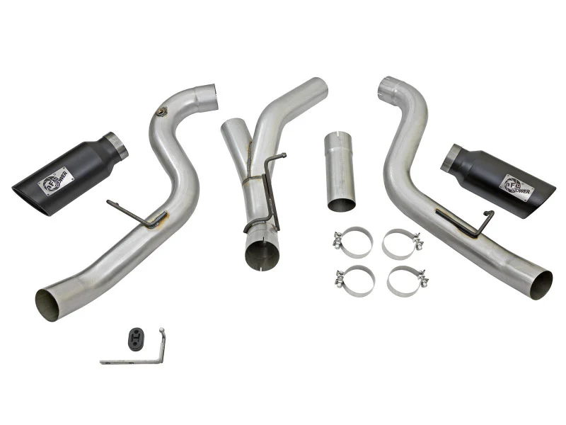 aFe Atlas Exhaust 4in Dual DPF-Back Al Steel w/ Black Tips 16-17 GM Diesel Truck V8-6.6L (td) LML - Image 6