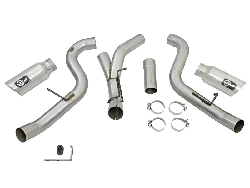 aFe Atlas Exhaust 4in Dual DPF-Back Al Steel w/ Pol Tips 16-17 GM Diesel Truck V8-6.6L (td) LML - Image 6