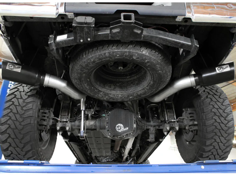 aFe Large Bore-HD 4in 409 Stainless Steel DPF-Back Exhaust w/Black Tip 15-16 Ford Diesel V8 Trucks - Image 2