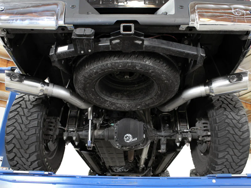 aFe Large Bore-HD 4in 409 Stainless Steel DPF-Back Exhaust w/Polished Tips 15-16 Ford Diesel Truck - Image 2