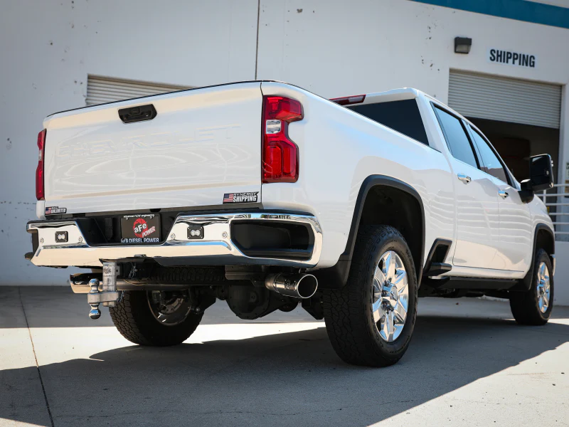 aFe Large Bore-HD 4in 409SS DPF-Back Exhaust System w/Polished Tips 20 GM Diesel Trucks V8-6.6L - Image 2