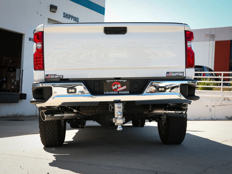 aFe Large Bore-HD 4in 409SS DPF-Back Exhaust System w/Polished Tips 20 GM Diesel Trucks V8-6.6L - Image 3