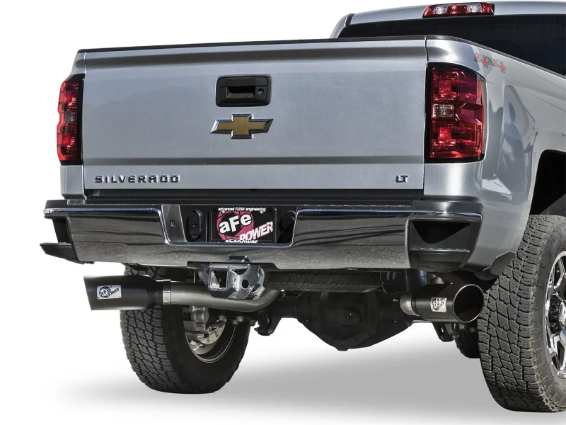 aFe LARGE Bore HD 4in Dual DPF-Back SS Exhaust w/Black Tip 16-17 GM Diesel Truck V8-6.6L (td) LML - Image 2