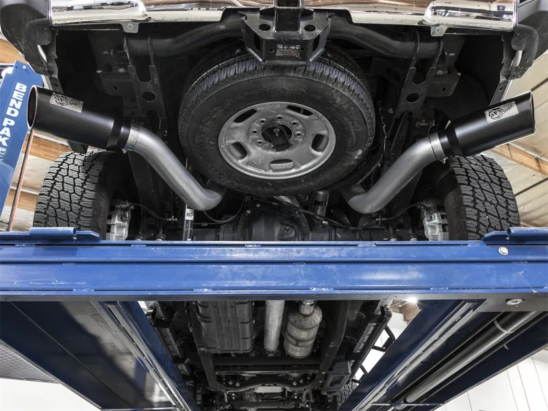 aFe LARGE Bore HD 4in Dual DPF-Back SS Exhaust w/Black Tip 16-17 GM Diesel Truck V8-6.6L (td) LML - Image 3