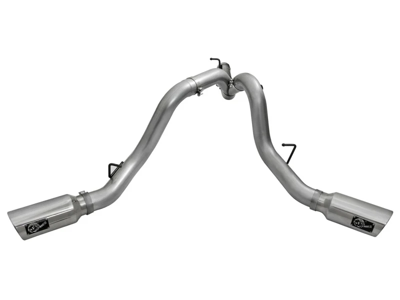 aFe LARGE Bore HD 4in Dual DPF-Back SS Exhaust w/Polished Tip 16-17 GM Diesel Truck V8-6.6L (td) LML - Image 3