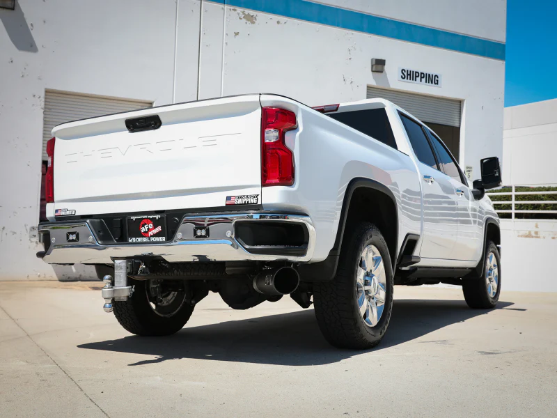 aFe Large Bore-HD 5 IN 409 SS DPF-Back Exhaust System w/Black Tip 20-21 GM Truck V8-6.6L - Image 3