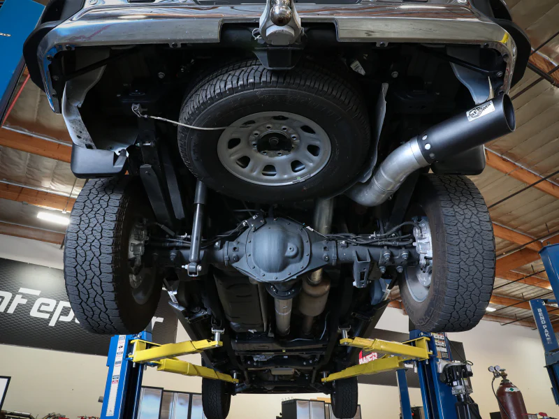 aFe Large Bore-HD 5 IN 409 SS DPF-Back Exhaust System w/Black Tip 20-21 GM Truck V8-6.6L - Image 4