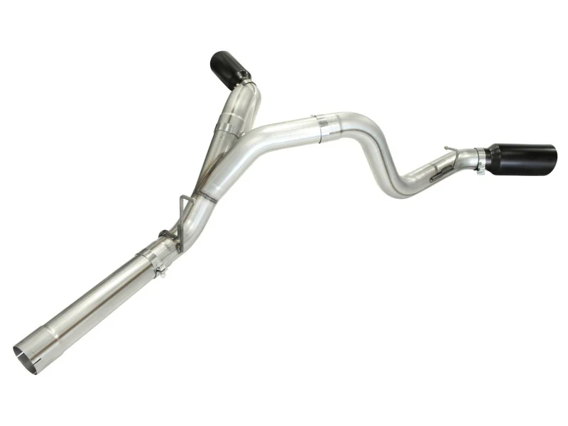 aFe MachForce XP Exhaust 4inch DP-Back All SS 2011-14 GM Diesel Trucks V8-6.6L LML Black Tips - Image 4