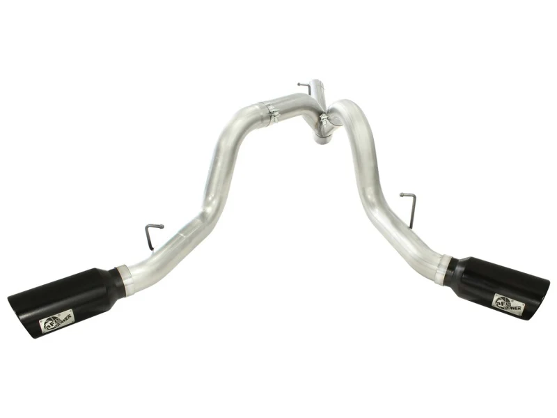 aFe MACHForce XP Exhaust Aluminized Dual Split DPF Back 11-15 GM Diesel Truck V8-6.6L (td) (BLK tip) - Image 3