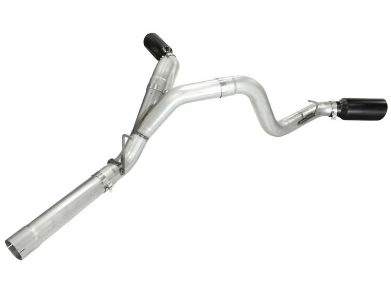 aFe MACHForce XP Exhaust Aluminized Dual Split DPF Back 11-15 GM Diesel Truck V8-6.6L (td) (BLK tip) - Image 6