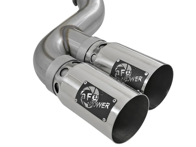 aFe Rebel XD 4in SS Down-Pipe Back Exhaust w/Dual Polished Tips 17-18 Ford Diesel Trucks V8-6.7L(td) - Image 4