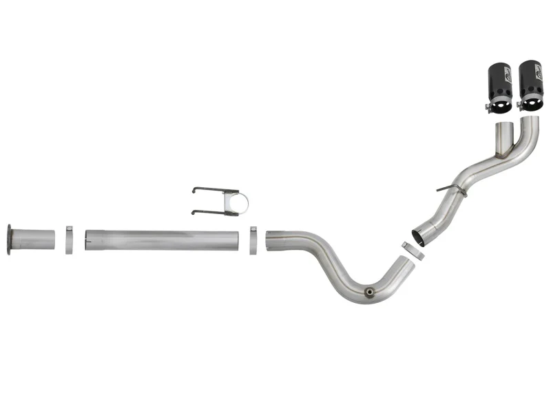 aFe Rebel XD 4in SS DPF-Back Exhaust 17-18 Ford Diesel Trucks V8-6.7L (td) w/ Dual Black Tips - Image 3