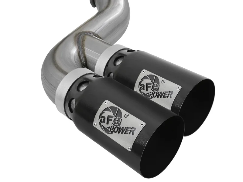 aFe Rebel XD 4in SS DPF-Back Exhaust 17-18 Ford Diesel Trucks V8-6.7L (td) w/ Dual Black Tips - Image 4