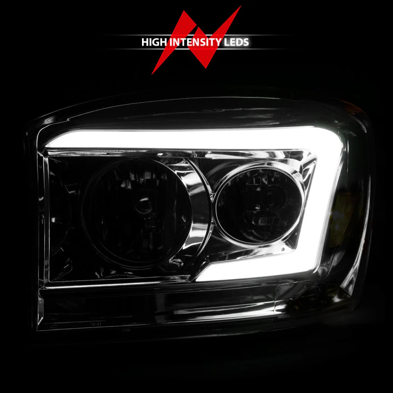 ANZO 06-09 Dodge RAM 1500/2500/3500 Headlights Chrome Housing/Clear Lens (w/ Light Bars) - Image 6
