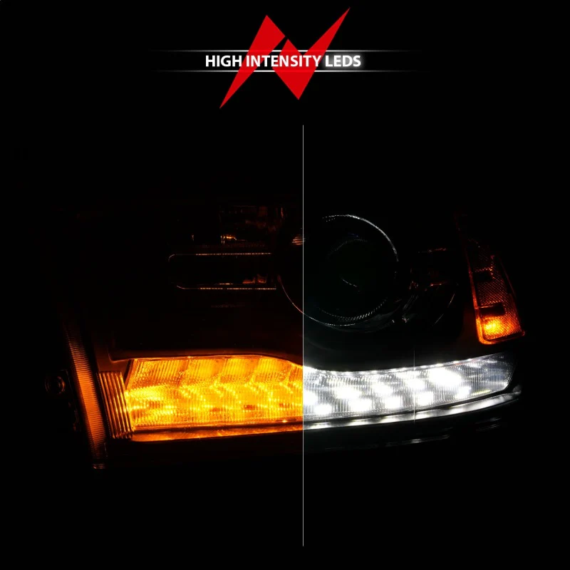 ANZO 09-18 Dodge Ram 1500/2500/3500 LED Plank Style Headlights Switchback + Sequential - Matte Black - Image 4