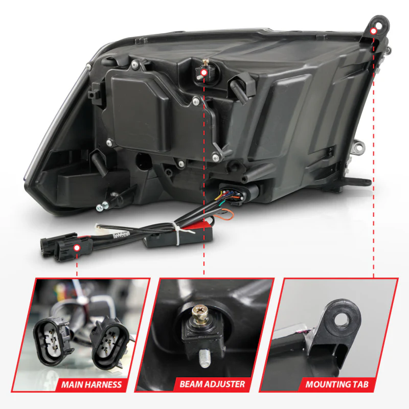 ANZO 09-18 Dodge Ram 1500/2500/3500 LED Plank Style Headlights Switchback + Sequential - Matte Black - Image 5