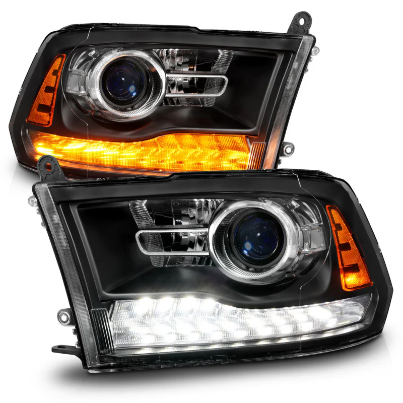 ANZO 09-18 Dodge Ram 1500/2500/3500 LED Plank Style Headlights Switchback + Sequential - Matte Black - Image 9