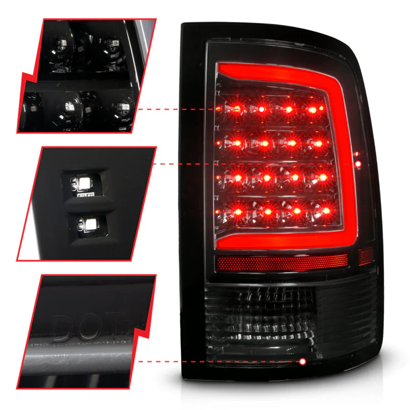 ANZO 09-18 Dodge Ram 1500 Full LED Taillights w/ Sequential Black Housing/Clear Lens - Image 10