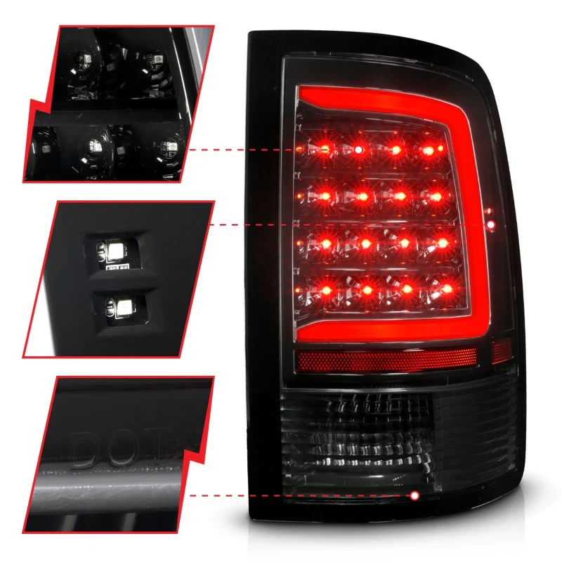 ANZO 09-18 Dodge Ram 1500 Full LED Taillights w/ Sequential Black Housing/Clear Lens - Image 12