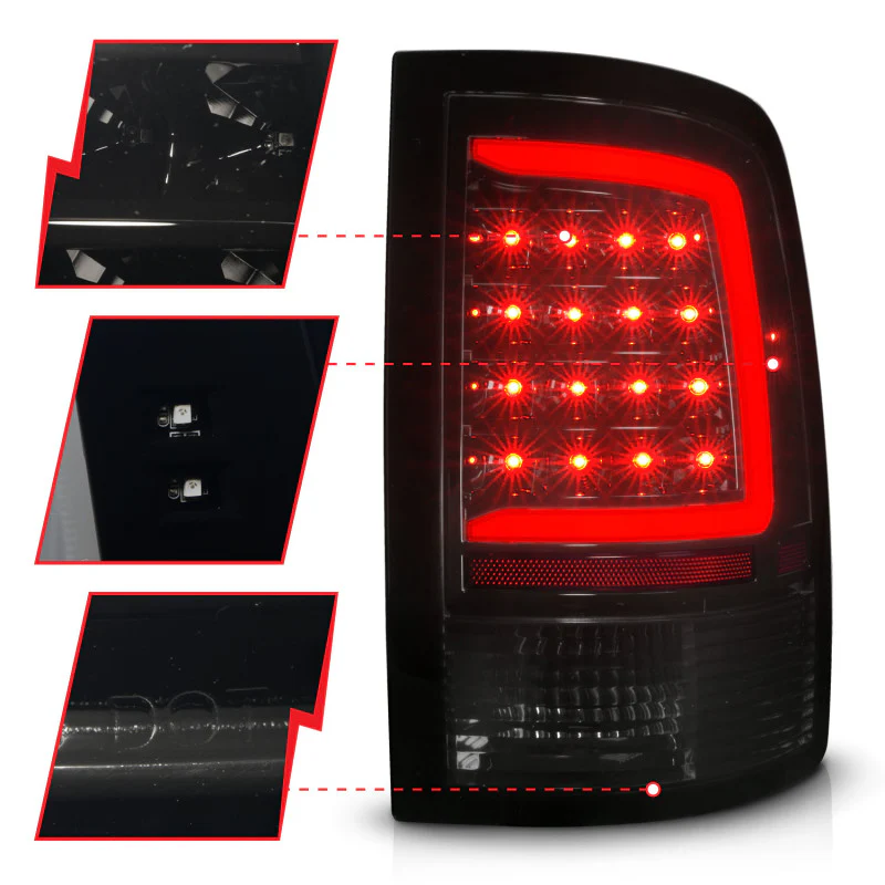 ANZO 09-18 Dodge Ram 1500 Full LED Taillights w/ Sequential Black Housing/Smoke Lens - Image 8