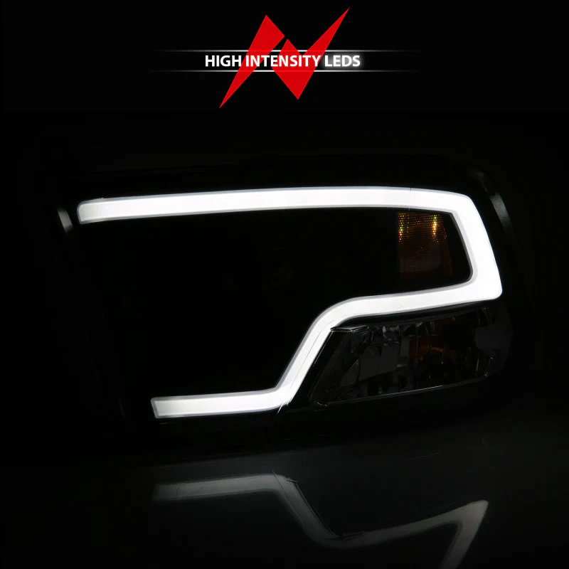 ANZO 09-18 Dodge Ram 1500 Plank Style Projector Headlights Black w/ Halo - Image 4
