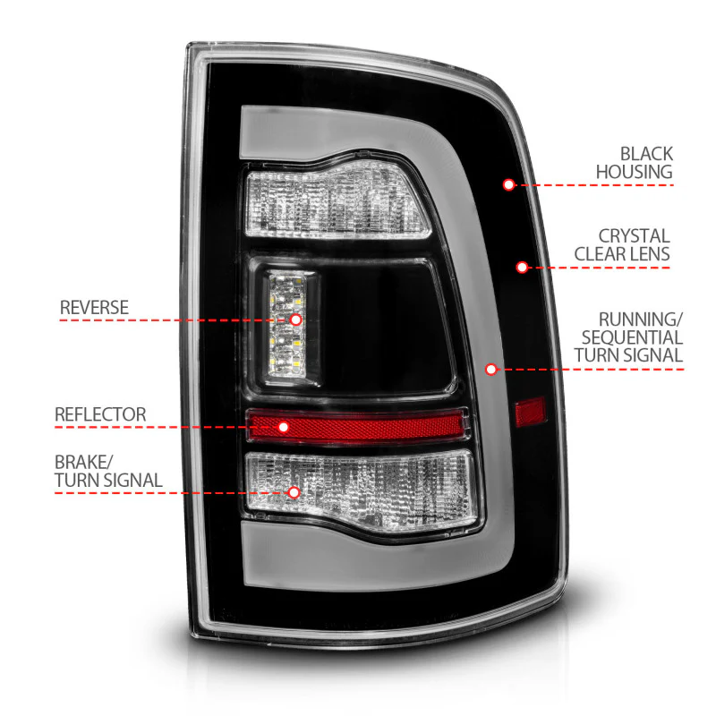 ANZO 09-18 Dodge Ram 1500 Sequential LED Taillights Black w/Switchback Amber Signal - Image 8
