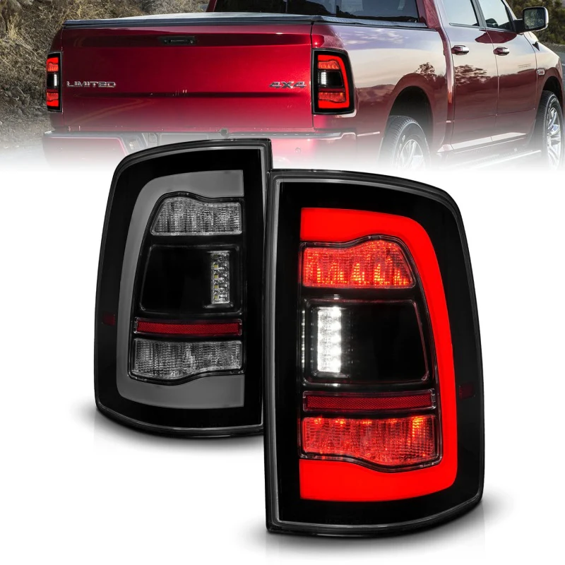 ANZO 09-18 Dodge Ram 1500 Sequential LED Taillights Smoke Black - Image 2