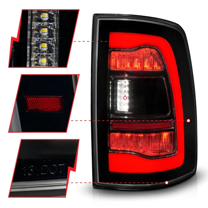 ANZO 09-18 Dodge Ram 1500 Sequential LED Taillights Smoke Black - Image 9