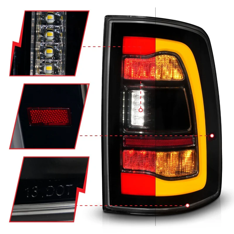 ANZO 09-18 Dodge Ram 1500 Sequential LED Taillights Smoke Black w/Switchback Amber Signal - Image 13