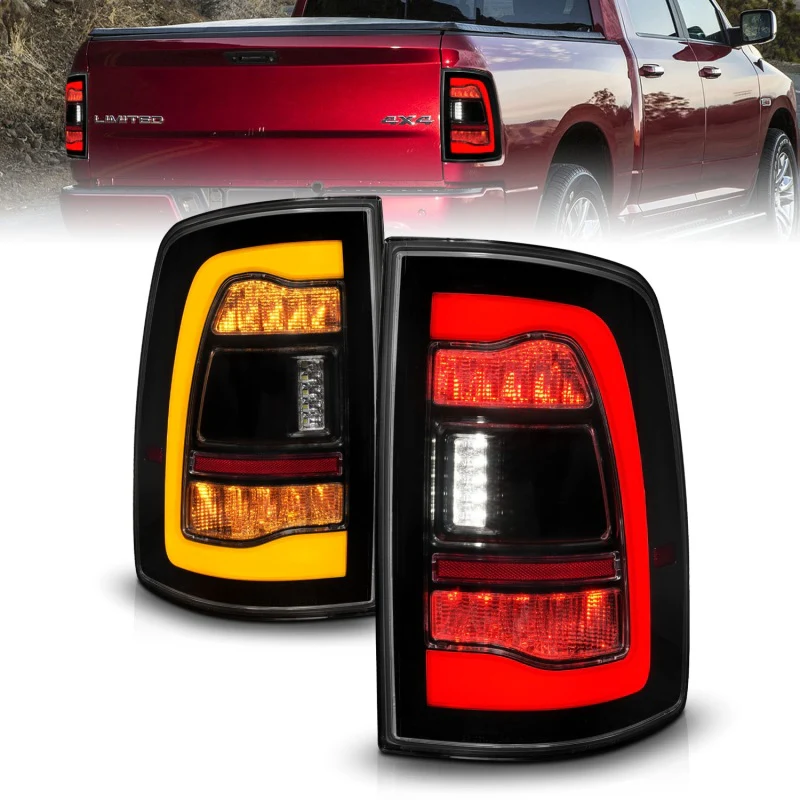 ANZO 09-18 Dodge Ram 1500 Sequential LED Taillights Smoke Black w/Switchback Amber Signal - Image 2