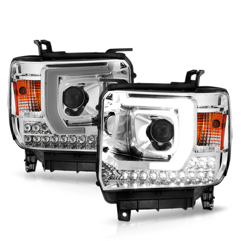 ANZO 14-15 GMC Sierra 1500/2500HD/3500HD Plank Style Projector Headlight - Chrome Housing - Image 3