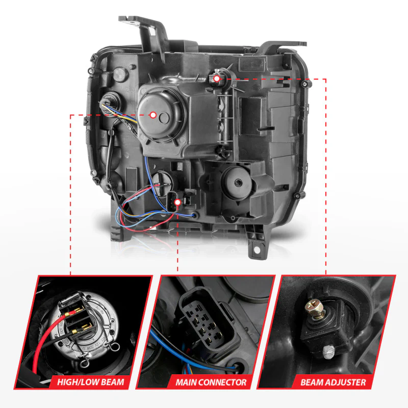 ANZO 14-15 GMC Sierra 1500/2500HD/3500HD Plank Style Projector Headlight - Chrome Housing - Image 4