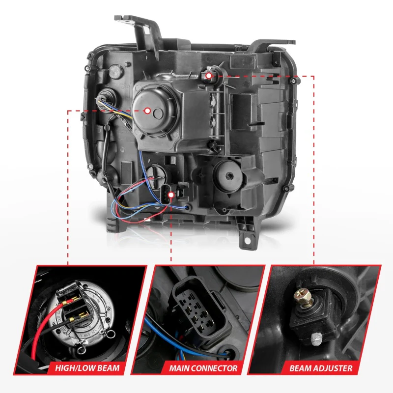 ANZO 14-15 GMC Sierra 1500/2500HD/3500HD Plank Style Projector Headlight - Chrome Housing - Image 9