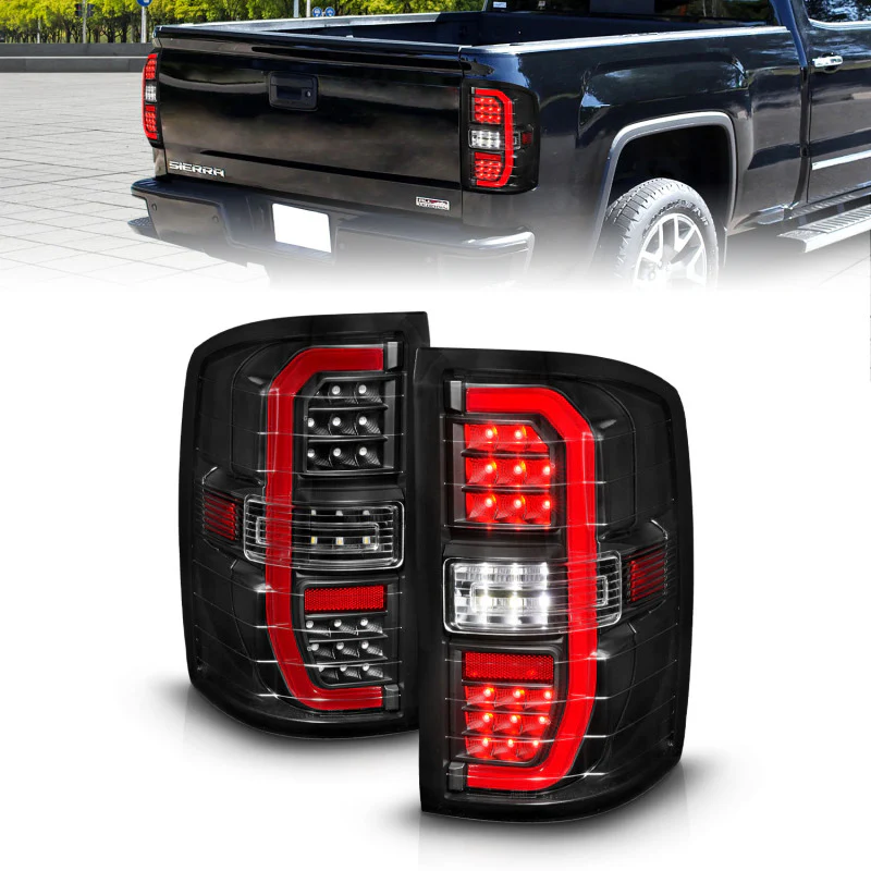 ANZO 14-18 GMC Sierra 1500 Full LED Taillights Black Housing Clear Lens (w/C Light Bars)