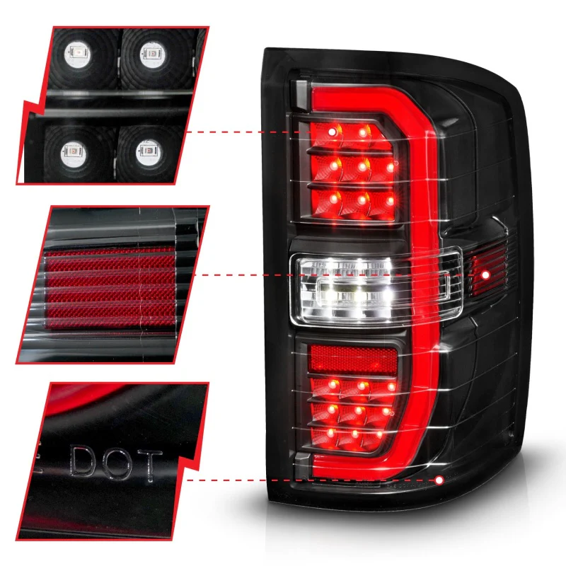 ANZO 14-18 GMC Sierra 1500 Full LED Taillights Black Housing Clear Lens (w/C Light Bars) - Image 10