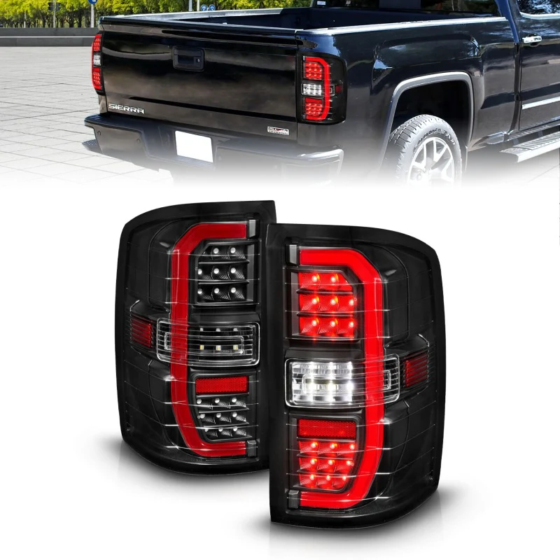 ANZO 14-18 GMC Sierra 1500 Full LED Taillights Black Housing Clear Lens (w/C Light Bars) - Image 2