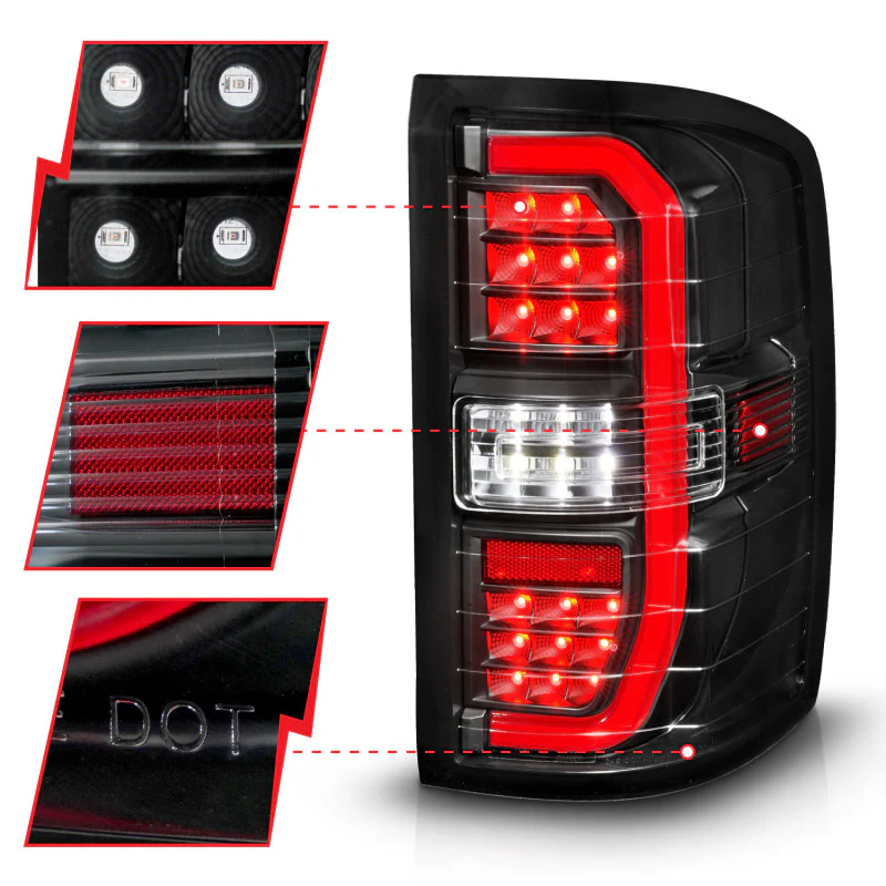 ANZO 14-18 GMC Sierra 1500 Full LED Taillights Black Housing Clear Lens (w/C Light Bars) - Image 8