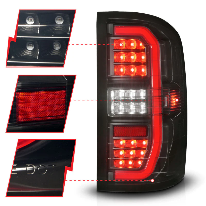ANZO 14-18 GMC Sierra 1500 Full LED Taillights Black Housing Smoke Lens (w/C Light Bars) - Image 13