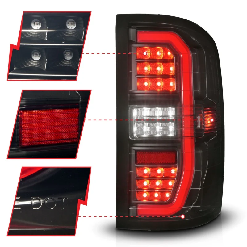 ANZO 14-18 GMC Sierra 1500 Full LED Taillights Black Housing Smoke Lens (w/C Light Bars) - Image 4