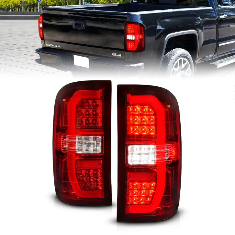 ANZO 14-18 GMC Sierra 1500 LED Taillights Red/Clear - Image 2