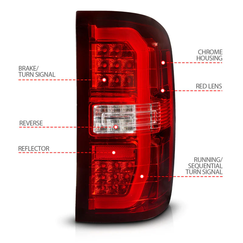ANZO 14-18 GMC Sierra 1500 LED Taillights Red/Clear - Image 4