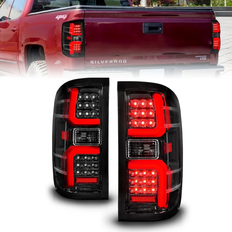 ANZO 15-19 Chevrolet Silverado 2500 HD/3500 HD LED Taillight w/ Sequential Black Housing/Clear Lens - Image 2