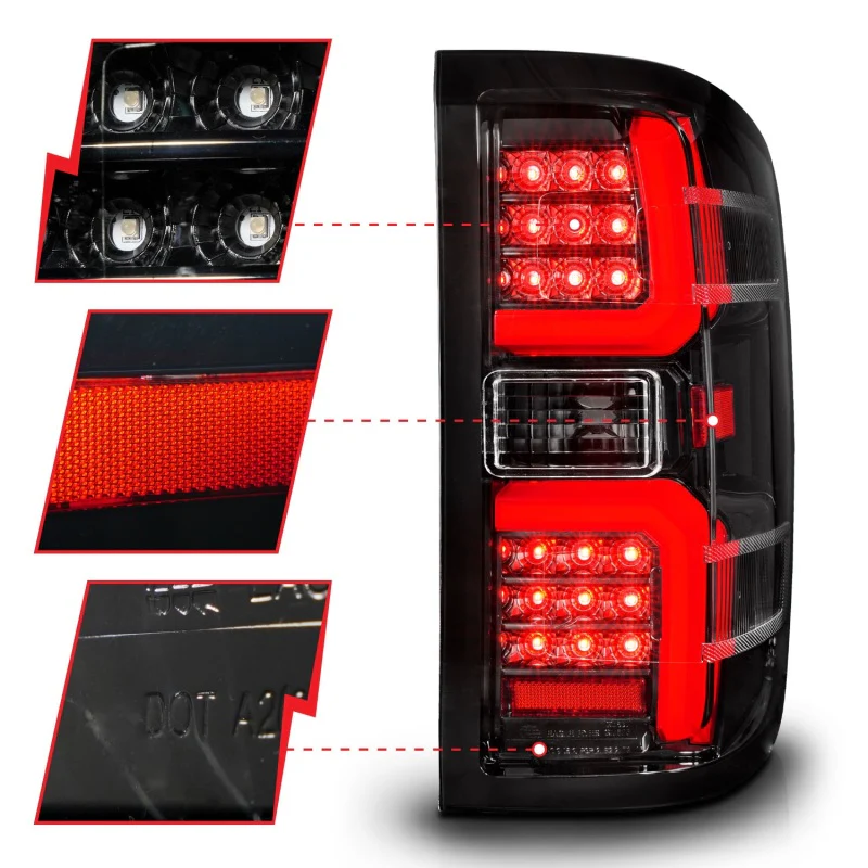 ANZO 15-19 Chevrolet Silverado 2500 HD/3500 HD LED Taillight w/ Sequential Black Housing/Clear Lens - Image 3