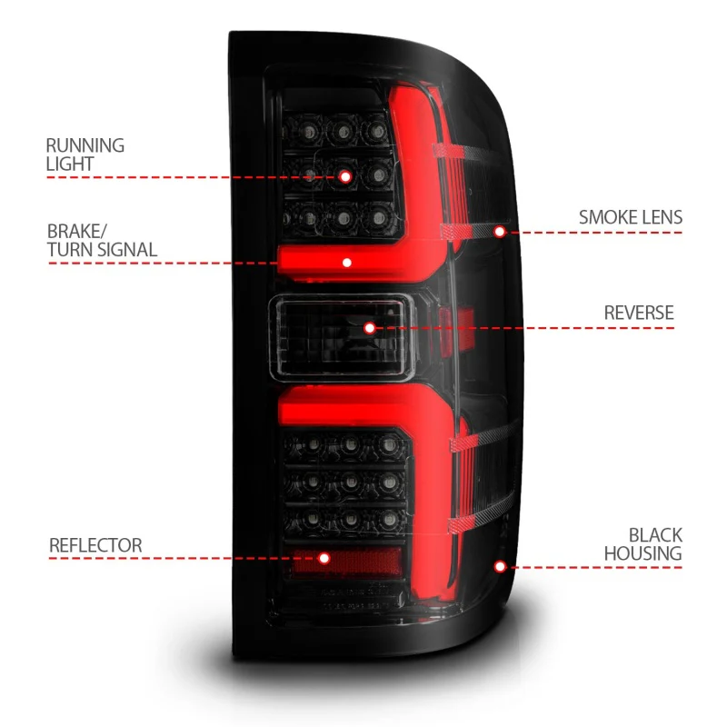 ANZO 15-19 Chevrolet Silverado 2500 HD/3500 HD LED Taillight w/ Sequential Black Housing/Smoke Lens - Image 11