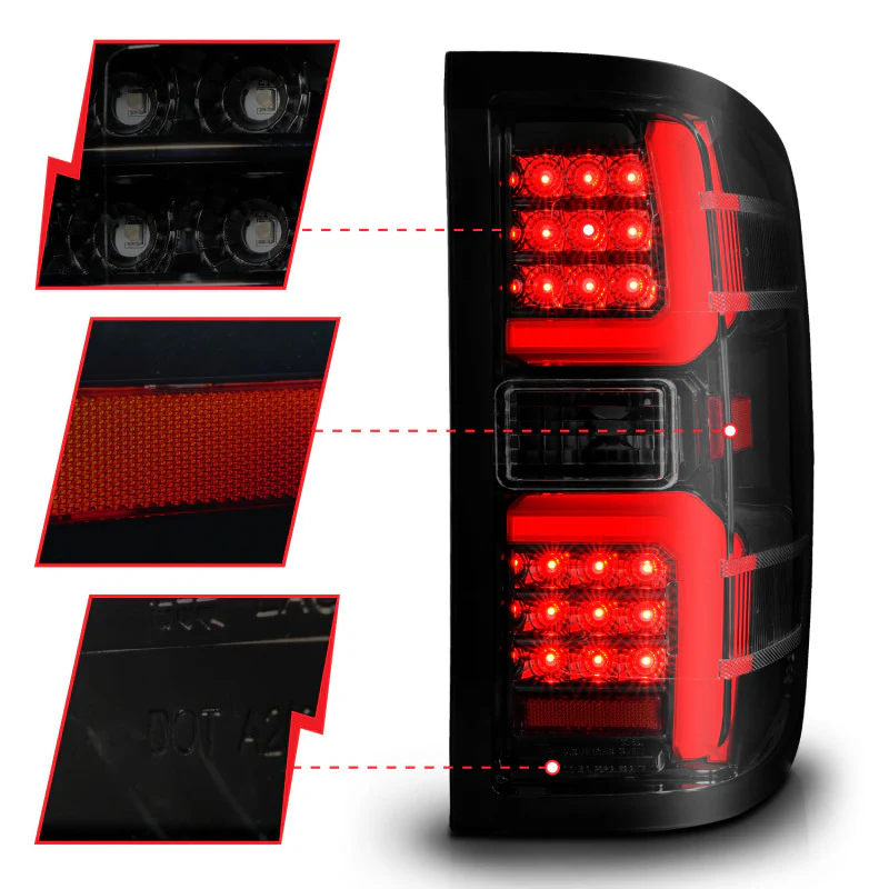 ANZO 15-19 Chevrolet Silverado 2500 HD/3500 HD LED Taillight w/ Sequential Black Housing/Smoke Lens - Image 4